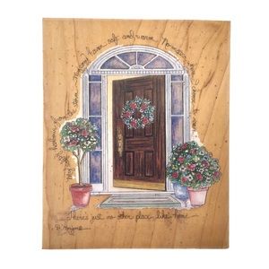 Stamps Happen Large Wood-Mount Rubber Stamp No Place Like Home Unused 4.5” x 5”